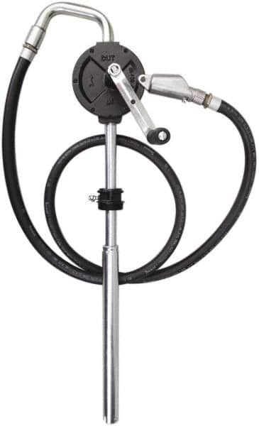 PRO-LUBE - Oil Lubrication 10 Gal/min Flow Cast Iron Rotary Hand Pump - For 15 to 55 Gal Container, Use with Diesel Fuel, Kerosene & Petroleum-Based Fluids, Do Not Use with Water-Based Media - Exact Tooling