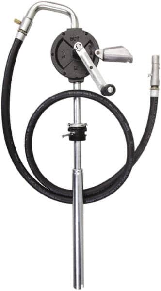 PRO-LUBE - Oil Lubrication 10 Gal/min Flow Cast Iron Rotary Hand Pump - For 15 to 55 Gal Container, Use with Alcohols, Gasoline, Naphtha & Solvents, Do Not Use with Water-Based Media - Exact Tooling