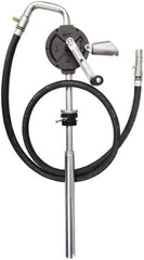 PRO-LUBE - Oil Lubrication 10 Gal/min Flow Cast Iron Rotary Hand Pump - For 15 to 55 Gal Container, Use with Alcohols, Gasoline, Naphtha & Solvents, Do Not Use with Water-Based Media - Exact Tooling