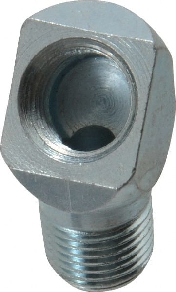 PRO-LUBE - 45° Head Angle, 1/8-27 NPT Steel Grease Fitting Adapter - 1/2" Hex - Exact Tooling