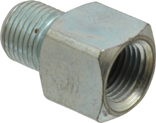 PRO-LUBE - Straight Head Angle, 1/8-27 NPT Steel Grease Fitting Adapter - 1/2" Hex - Exact Tooling