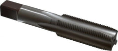 Hertel - 7/8-14 UNF 4 Flute Bright Finish High Speed Steel Straight Flute Standard Hand Tap - Plug, Right Hand Thread, 4-11/16" OAL, 2-7/32" Thread Length, H11 Limit, 0.005" Oversize - Exact Tooling