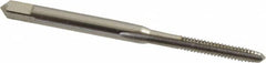 Hertel - #4-40 UNC 3 Flute Bright Finish High Speed Steel Straight Flute Standard Hand Tap - Plug, Right Hand Thread, 1-7/8" OAL, 9/16" Thread Length, H7 Limit, 0.003" Oversize - Exact Tooling