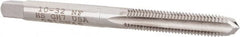 Hertel - #10-32 UNF 4 Flute Bright Finish High Speed Steel Straight Flute Standard Hand Tap - Plug, Right Hand Thread, 2-3/8" OAL, 7/8" Thread Length, H7 Limit, 0.003" Oversize - Exact Tooling