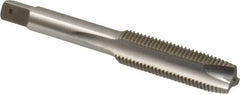Hertel - 7/16-20 UNF, 3 Flute, Bright Finish, High Speed Steel Spiral Point Tap - Plug Chamfer, Right Hand Thread, 3-5/32" OAL, 1-7/16" Thread Length, 0.323" Shank Diam - Exact Tooling