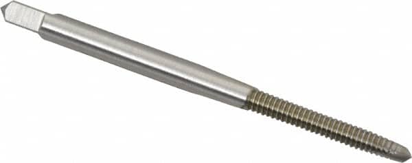 Hertel - #5-40 UNC, 2 Flute, Bright Finish, High Speed Steel Spiral Point Tap - Plug Chamfer, Right Hand Thread, 1-15/16" OAL, 5/8" Thread Length, 0.141" Shank Diam - Exact Tooling