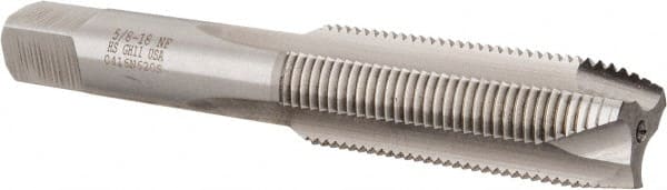 Hertel - 5/8-18 UNF, 3 Flute, Bright Finish, High Speed Steel Spiral Point Tap - Plug Chamfer, Right Hand Thread, 3-13/16" OAL, 1-13/16" Thread Length, 0.48" Shank Diam - Exact Tooling