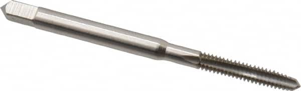 Hertel - #4-40 UNC 3 Flute Bright Finish High Speed Steel Straight Flute Standard Hand Tap - Plug, Right Hand Thread, 1-7/8" OAL, 9/16" Thread Length, H3 Limit, Oversize - Exact Tooling