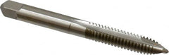Hertel - 1/4-20 UNC, 2 Flute, Bright Finish, High Speed Steel Spiral Point Tap - Plug Chamfer, Right Hand Thread, 2-1/2" OAL, 1" Thread Length - Exact Tooling