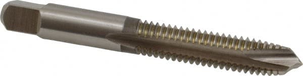 Hertel - 3/8-16 UNC, 3 Flute, Bright Finish, High Speed Steel Spiral Point Tap - Plug Chamfer, Right Hand Thread, 2-15/16" OAL, 1-1/4" Thread Length - Exact Tooling