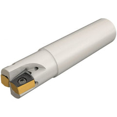 Iscar - 40mm Cut Diam, 12mm Max Depth of Cut, 32mm Shank Diam, 115mm OAL, Indexable Square Shoulder Helical End Mill - HM90 AP.. 1003.. Inserts, Weldon Shank, 90° Lead Angle, Through Coolant, Series Helido - Exact Tooling