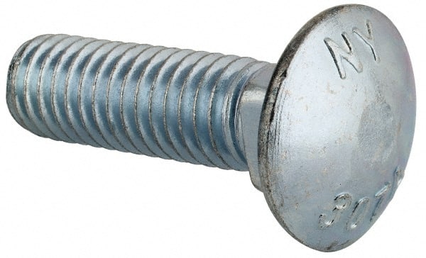 Value Collection - 7/16-14 UNC 1-1/2" Length Under Head, Standard Square Neck, Carriage Bolt - Grade 2 Steel, Zinc-Plated Finish - Exact Tooling
