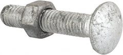 Value Collection - 3/8-16 UNC 2" Length Under Head, Standard Square Neck, Carriage Bolt - Grade 5 Steel, Galvanized Zinc-Plated Finish - Exact Tooling