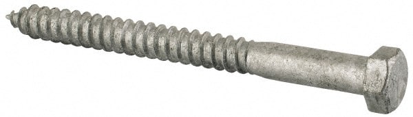 Value Collection - 1/2" Screw, 5-1/2" Length Under Head, Steel, Hex Head Lag Screw - Hot Dipped Galvanized, Grade 2 - Exact Tooling