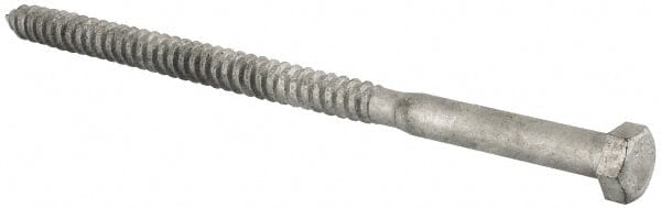 Value Collection - 1/2" Screw, 9" Length Under Head, Steel, Hex Head Lag Screw - Hot Dipped Galvanized, Grade 2 - Exact Tooling