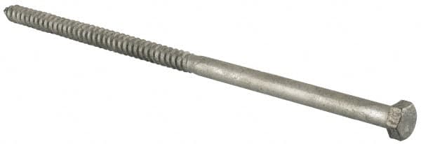 Value Collection - 1/2" Screw, 12" Length Under Head, Steel, Hex Head Lag Screw - Hot Dipped Galvanized, Grade 2 - Exact Tooling