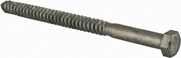 Value Collection - 5/8" Screw, 9" Length Under Head, Steel, Hex Head Lag Screw - Hot Dipped Galvanized, Grade 2 - Exact Tooling