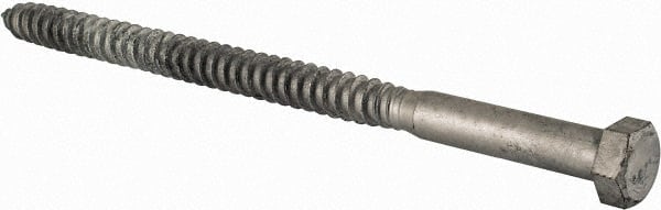 Value Collection - 5/8" Screw, 10" Length Under Head, Steel, Hex Head Lag Screw - Hot Dipped Galvanized, Grade 2 - Exact Tooling