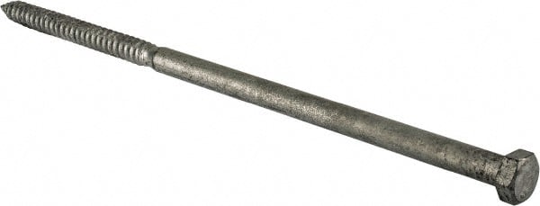 Value Collection - 5/8" Screw, 16" Length Under Head, Steel, Hex Head Lag Screw - Hot Dipped Galvanized, Grade 2 - Exact Tooling
