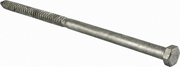 Value Collection - 5/8" Screw, 18" Length Under Head, Steel, Hex Head Lag Screw - Hot Dipped Galvanized, Grade 2 - Exact Tooling