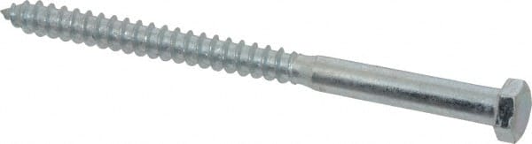 Value Collection - 3/8" Screw, 5-1/2" Length Under Head, Steel, Hex Head Lag Screw - Zinc Plated, Grade 2 - Exact Tooling