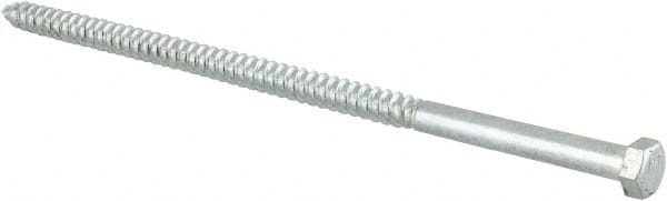 Value Collection - 3/8" Screw, 9" Length Under Head, Steel, Hex Head Lag Screw - Zinc Plated, Grade 2 - Exact Tooling