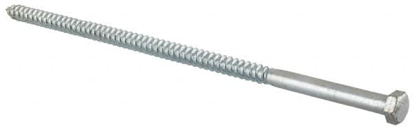 Value Collection - 3/8" Screw, 10" Length Under Head, Steel, Hex Head Lag Screw - Zinc Plated, Grade 2 - Exact Tooling