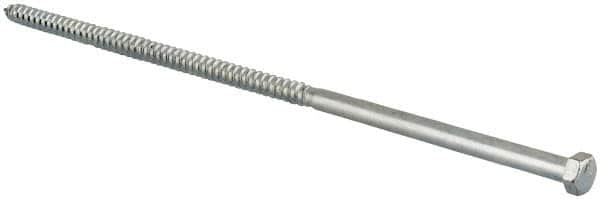 Value Collection - 3/8" Screw, 12" Length Under Head, Steel, Hex Head Lag Screw - Zinc Plated, Grade 2 - Exact Tooling