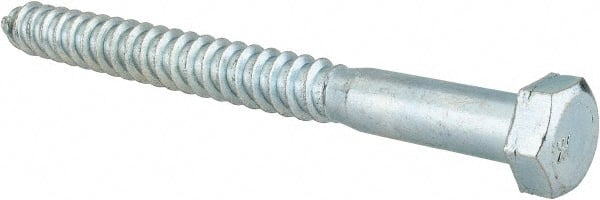 Value Collection - 1/2" Screw, 5-1/2" Length Under Head, Steel, Hex Head Lag Screw - Zinc Plated, Grade 2 - Exact Tooling