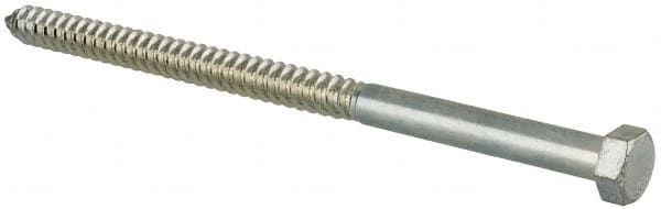 Value Collection - 1/2" Screw, 9" Length Under Head, Steel, Hex Head Lag Screw - Zinc Plated, Grade 2 - Exact Tooling