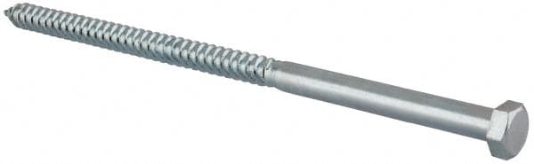 Value Collection - 1/2" Screw, 10" Length Under Head, Steel, Hex Head Lag Screw - Zinc Plated, Grade 2 - Exact Tooling