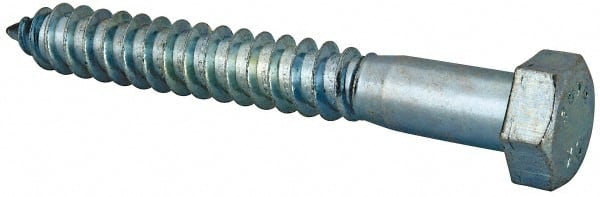 Value Collection - 5/8" Screw, 5" Length Under Head, Steel, Hex Head Lag Screw - Zinc Plated, Grade 2 - Exact Tooling