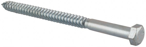 Value Collection - 5/8" Screw, 9" Length Under Head, Steel, Hex Head Lag Screw - Zinc Plated, Grade 2 - Exact Tooling