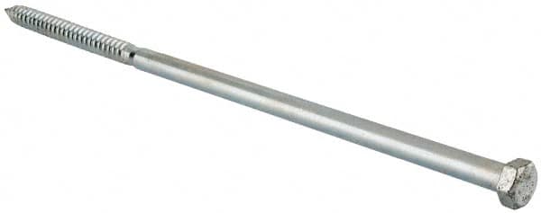 Value Collection - 5/8" Screw, 18" Length Under Head, Steel, Hex Head Lag Screw - Zinc Plated, Grade 2 - Exact Tooling