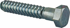 Value Collection - 3/4" Screw, 4-1/2" Length Under Head, Steel, Hex Head Lag Screw - Zinc Plated, Grade 2 - Exact Tooling