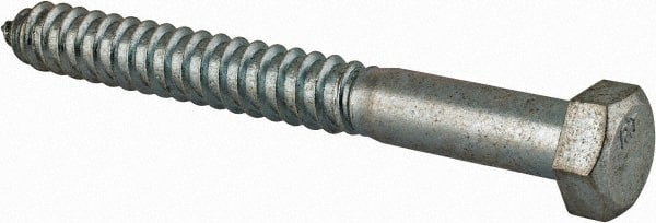 Value Collection - 3/4" Screw, 7" Length Under Head, Steel, Hex Head Lag Screw - Zinc Plated, Grade 2 - Exact Tooling