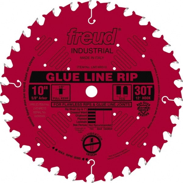 Freud - 10" Diam, 5/8" Arbor Hole Diam, 30 Tooth Wet & Dry Cut Saw Blade - Carbide-Tipped, Standard Round Arbor - Exact Tooling