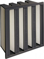 Made in USA - 12" Noml Height x 24" Noml Width x 12" Noml Depth, 65% Capture Efficiency, V-Bank Mini-Pleat Air Filter - MERV 11, Microfiberglass, Integrated Plastic Frame, 500 Max FPM, 1,000 CFM, For Any Unit - Exact Tooling