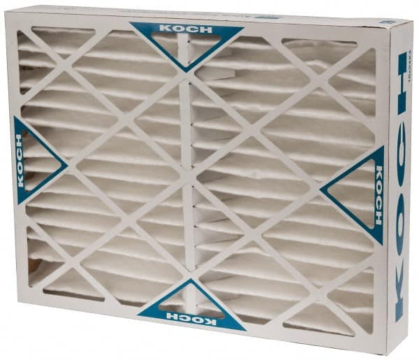 Made in USA - 18" Noml Height x 24" Noml Width x 4" Noml Depth, 80 to 85% Capture Efficiency, Wire-Backed Pleated Air Filter - MERV 13, Synthetic, Integrated Beverage Board Frame, 500 Max FPM, 1,500 CFM, For Any Unit - Exact Tooling