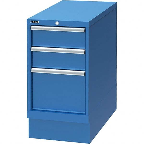 LISTA - 3 Drawer, 66 Compartment Bright Blue Steel Modular Storage Cabinet - Exact Tooling