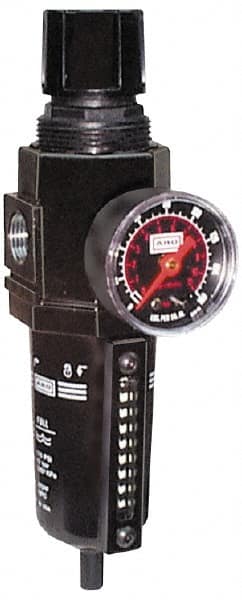 ARO/Ingersoll-Rand - 1/4" NPT Port Compact 1 Piece Filter/Regulator FRL Unit - Metal Bowl, 72 SCFM, 250 Max psi, 916" High, Automatic Drain - Exact Tooling