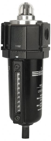 ARO/Ingersoll-Rand - 1/2" Port, 13.2" High x 4-3/4" Wide, FRL Filter with Metal Bowl & Manual Drain - 200 Max psi, 175°F Max, 2.8 oz Bowl Capacity - Exact Tooling