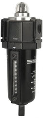 ARO/Ingersoll-Rand - 3/8" Port, 13.2" High x 4-3/4" Wide, FRL Filter with Metal Bowl & Manual Drain - 200 Max psi, 175°F Max, 2.8 oz Bowl Capacity - Exact Tooling