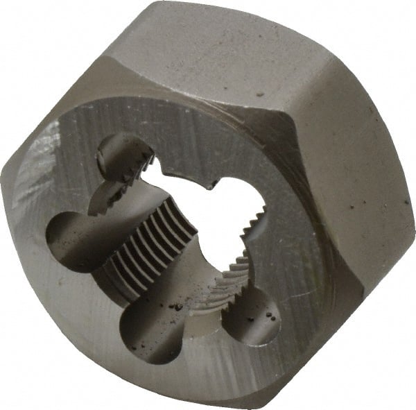 Irwin - 11/16-16 UNS Thread, 1-7/16" Hex, Right Hand Thread, Hex Rethreading Die - Carbon Steel, 3/4" Thick - Exact Tooling