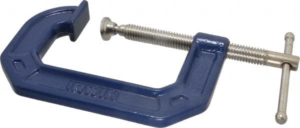 Irwin - Regular-Duty 3" Max Opening, 2-1/4" Throat Depth, Cast Iron Standard C-Clamp - 750 Lb Capacity, 0" Min Opening, Standard Throat Depth - Exact Tooling