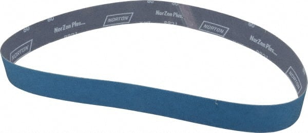 Norton - 2" Wide x 48" OAL, 60 Grit, Zirconia Alumina Abrasive Belt - Zirconia Alumina, Medium, Coated, Y Weighted Cloth Backing, Dry, Series R821 - Exact Tooling