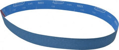 Norton - 2" Wide x 48" OAL, 120 Grit, Zirconia Alumina Abrasive Belt - Zirconia Alumina, Fine, Coated, X Weighted Cloth Backing, Series R823 - Exact Tooling