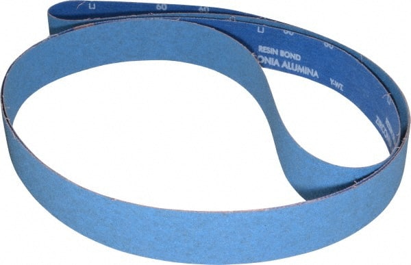 Norton - 2" Wide x 132" OAL, 60 Grit, Zirconia Alumina Abrasive Belt - Zirconia Alumina, Medium, Coated, Y Weighted Cloth Backing, Series R884P - Exact Tooling