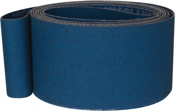Norton - 2" Wide x 132" OAL, 120 Grit, Zirconia Alumina Abrasive Belt - Zirconia Alumina, Fine, Coated, X Weighted Cloth Backing, Series R823 - Exact Tooling