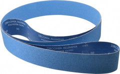 Norton - 3" Wide x 132" OAL, 50 Grit, Zirconia Alumina Abrasive Belt - Zirconia Alumina, Coarse, Coated, Y Weighted Cloth Backing, Series R824 - Exact Tooling